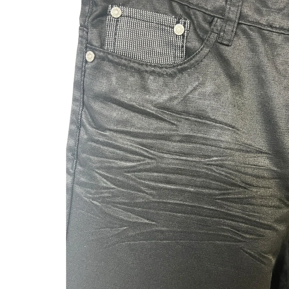 Old Skool Brand Jeans Size 18 Black‎ 5-Pockets Coated Crinkle Trendy Casual